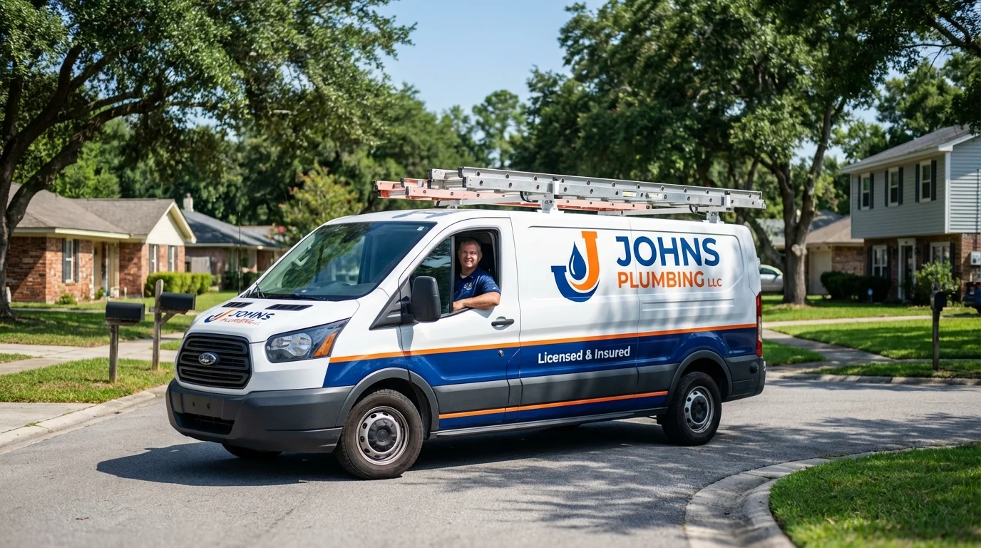 Johns Plumbing LLC service van in Walnut Grove, MS