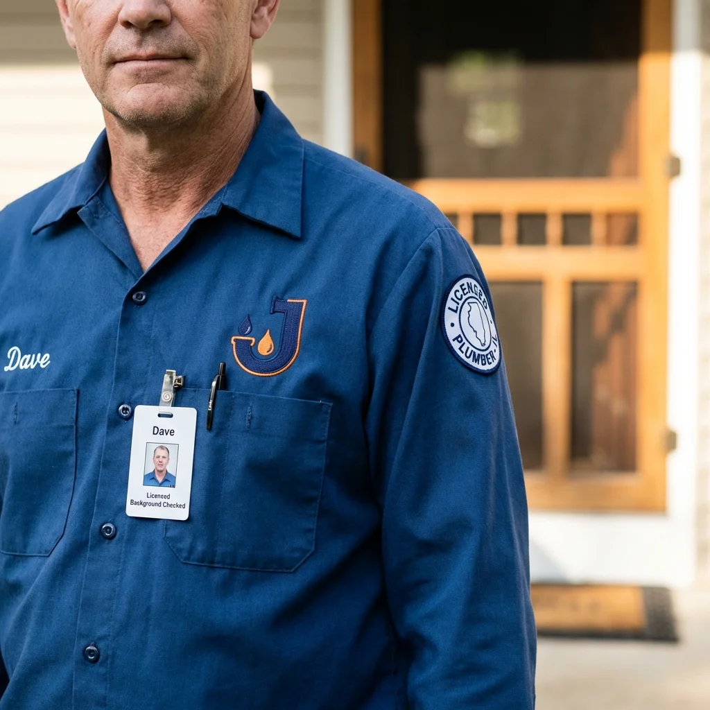 Licensed plumber showing ID badge in Walnut Grove, MS
