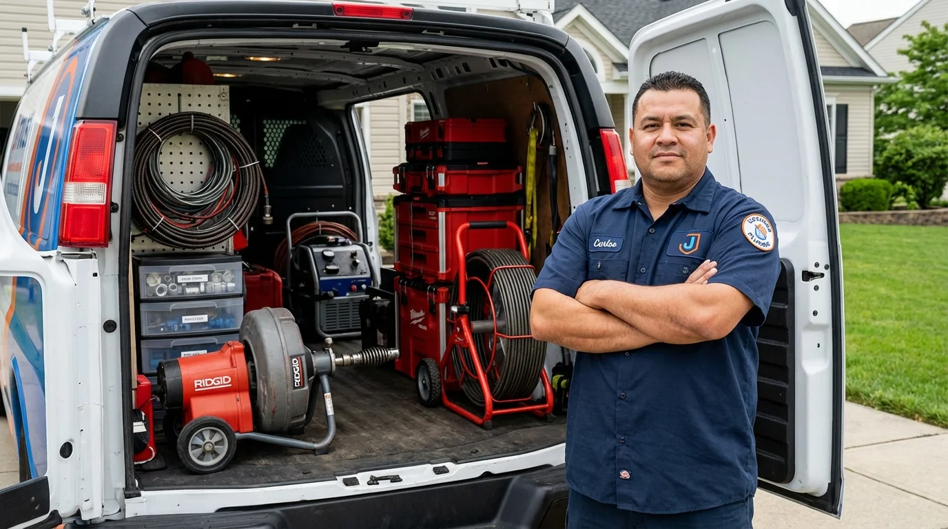 Professional drain cleaning equipment and Johns Plumbing LLC plumber in Walnut Grove