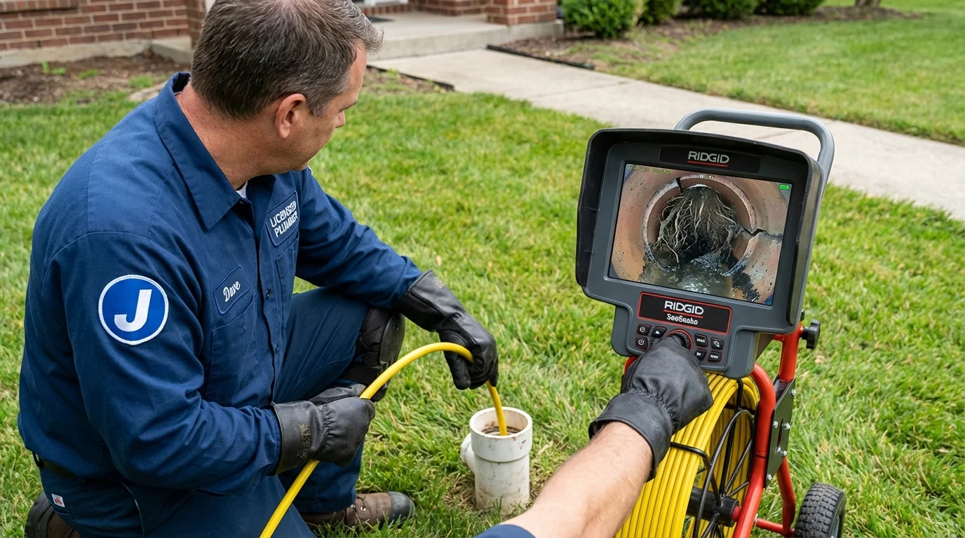 Sewer camera inspection being performed by Johns Plumbing LLC in Walnut Grove