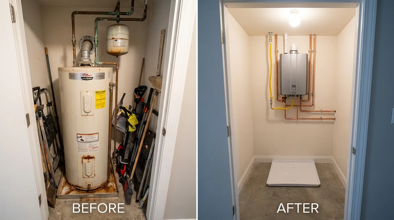 Tank water heater versus wall-mounted tankless unit comparison for Walnut Grove, MS homeowners